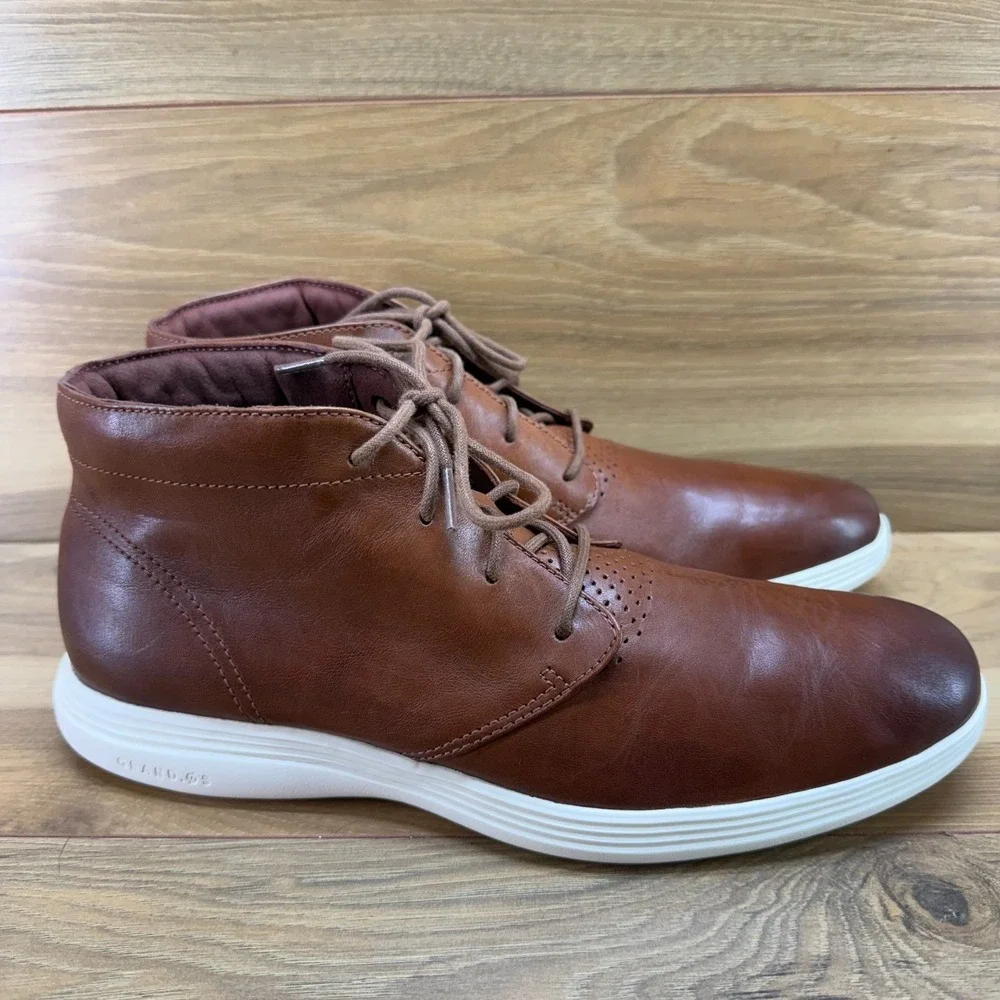 Cole Haan Grand Tour Chukka Boots Mens 10.5 Brown Leather Business Casual Modern